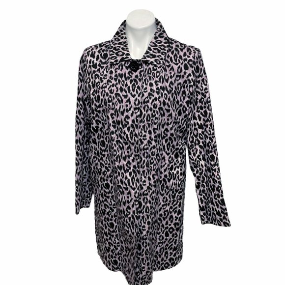 Bill Blass Size 12 Vintage Pink Leopard Spot Trench Coat - Picture 1 of 6